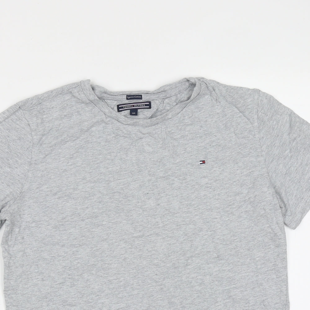 Tommy Hilfiger Boys Grey  Cotton Basic T-Shirt Size 14 Years Round Neck