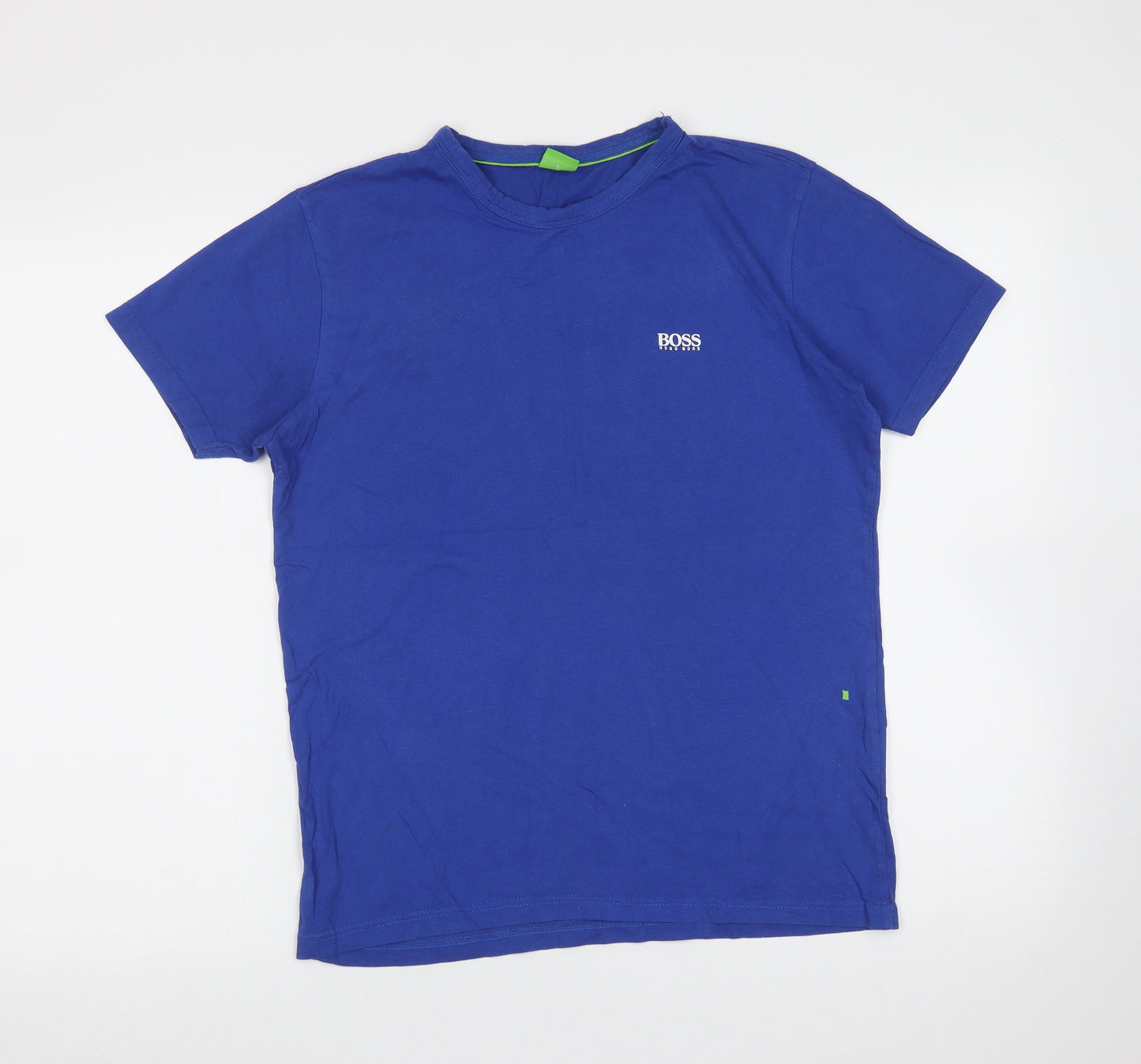 Boss Mens Blue  Cotton  T-Shirt Size S Round Neck