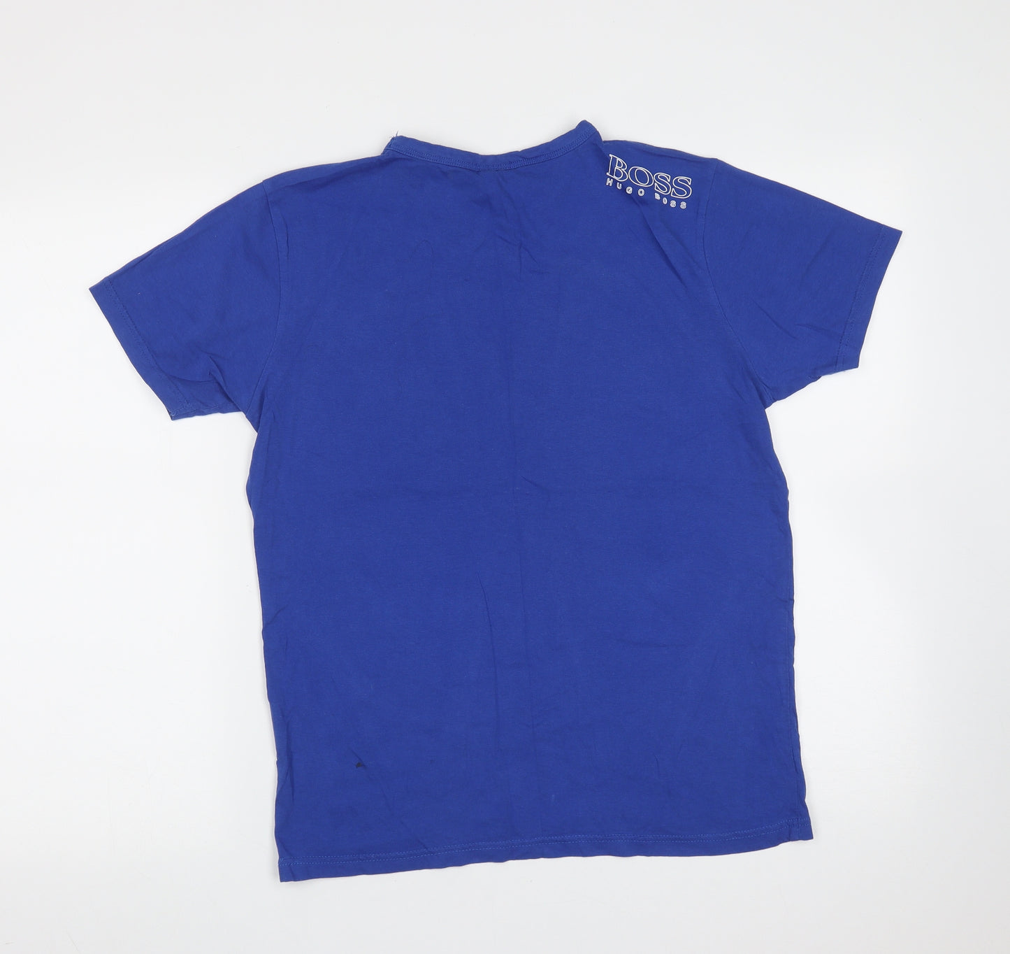 Boss Mens Blue  Cotton  T-Shirt Size S Round Neck