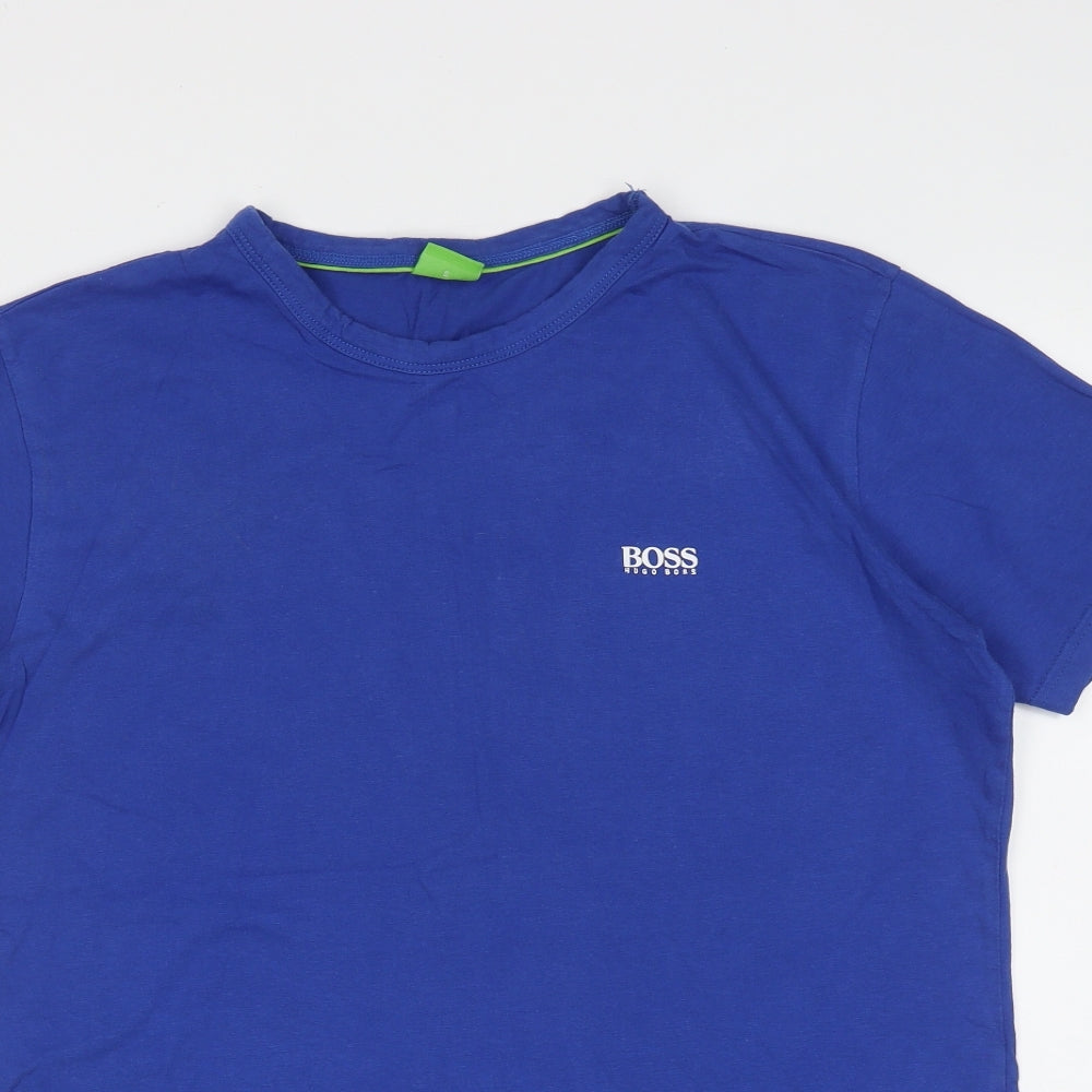Boss Mens Blue  Cotton  T-Shirt Size S Round Neck