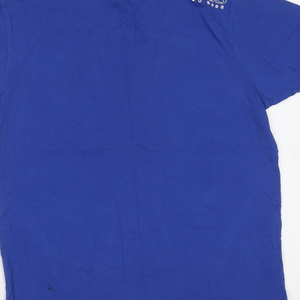 Boss Mens Blue  Cotton  T-Shirt Size S Round Neck