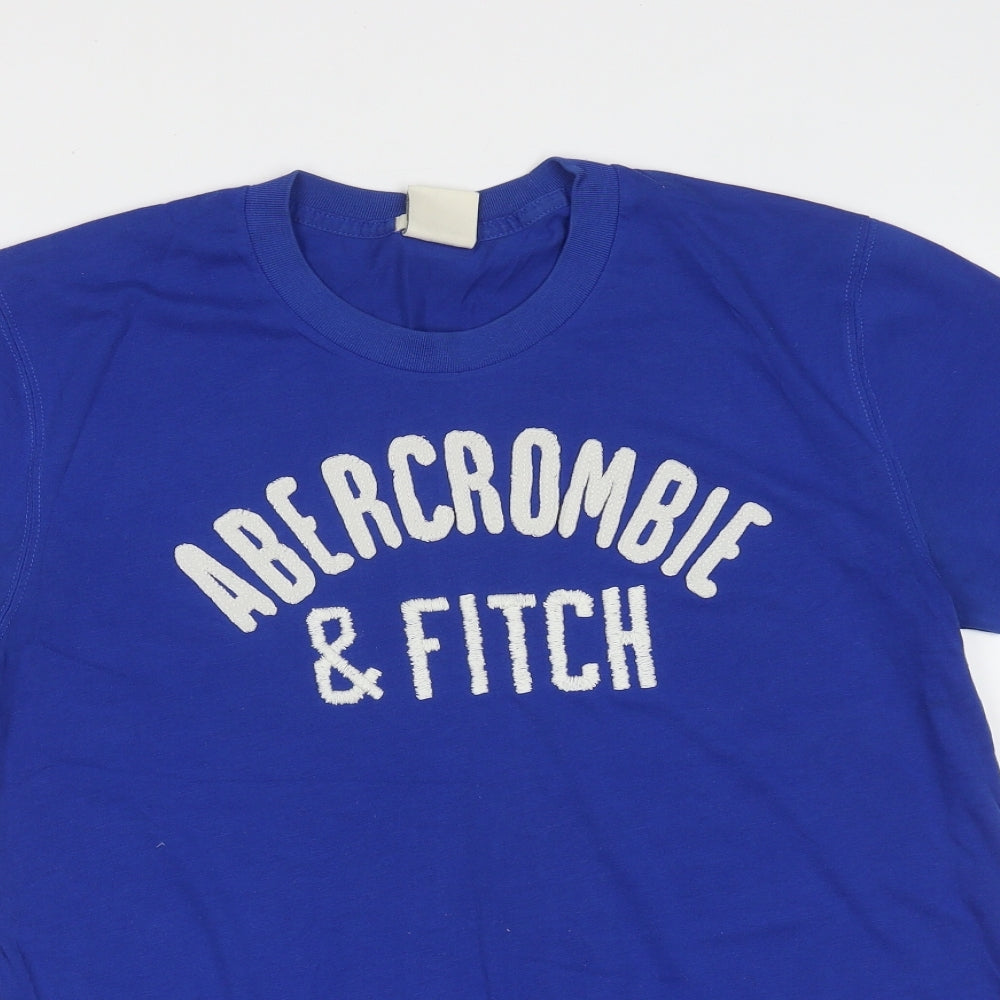 Abercrombie & Fitch Mens Blue  Cotton  T-Shirt Size S Round Neck  - muscle fit
