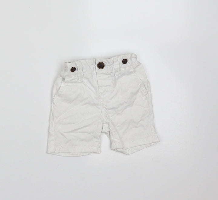 NEXT Baby White Cotton Trousers Size 3-6 Months Zip