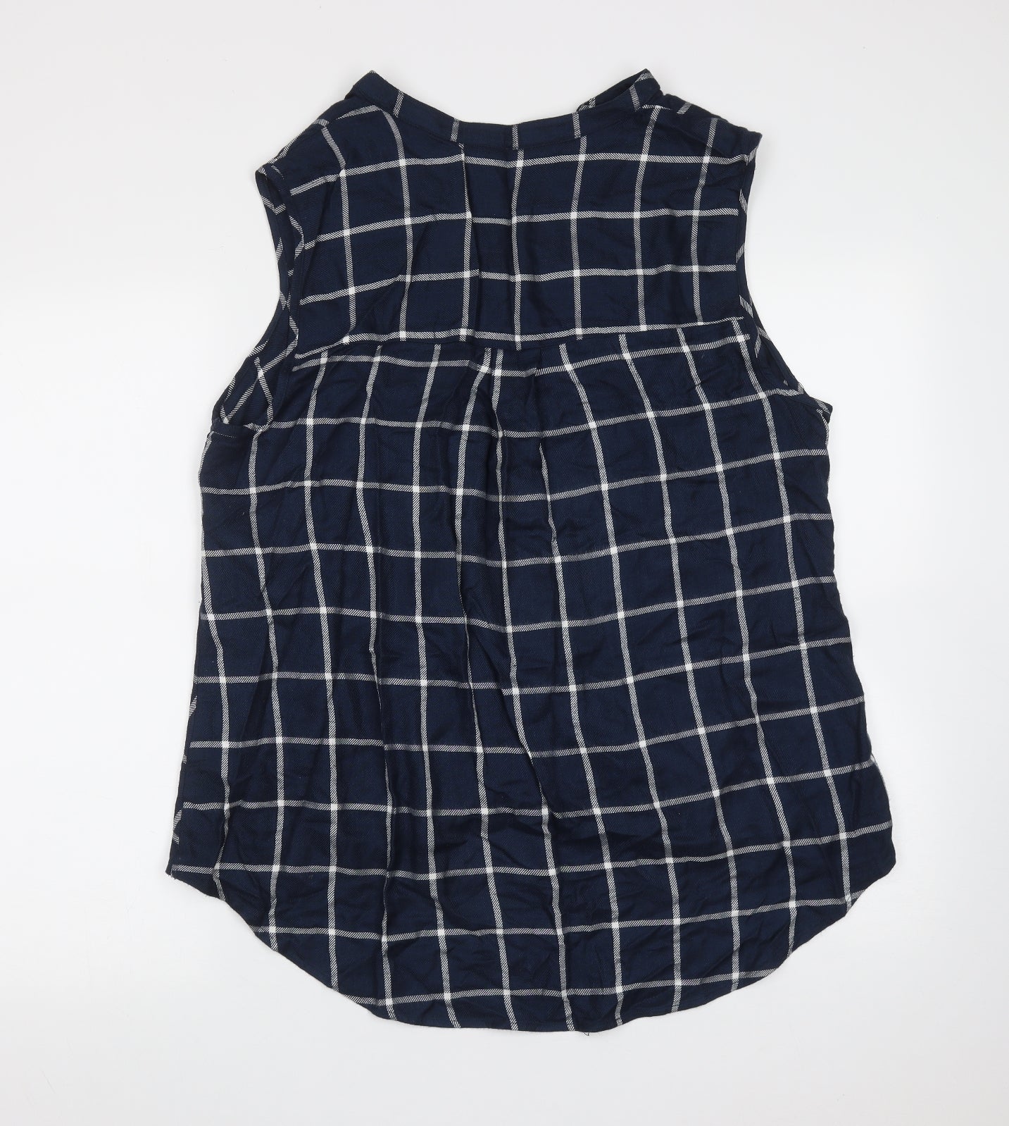 George Womens Blue Check Viscose Basic Blouse Size 18 V-Neck