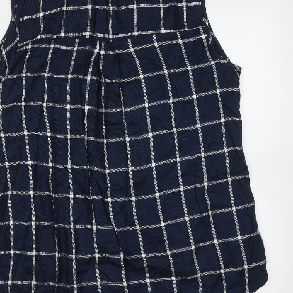 George Womens Blue Check Viscose Basic Blouse Size 18 V-Neck