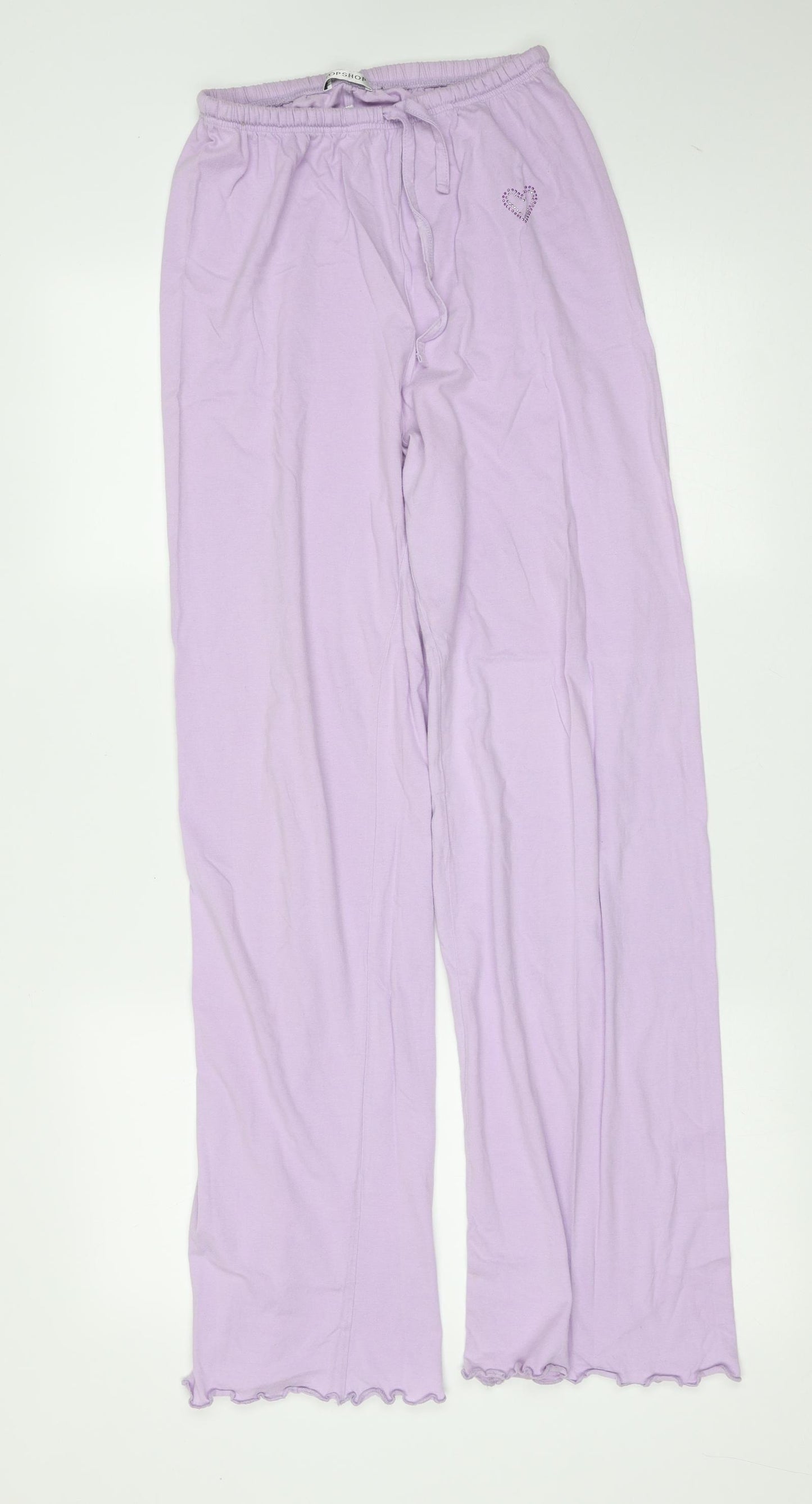 Topshop Womens Purple Solid Cotton  Pyjama Pants Size 10   - heart