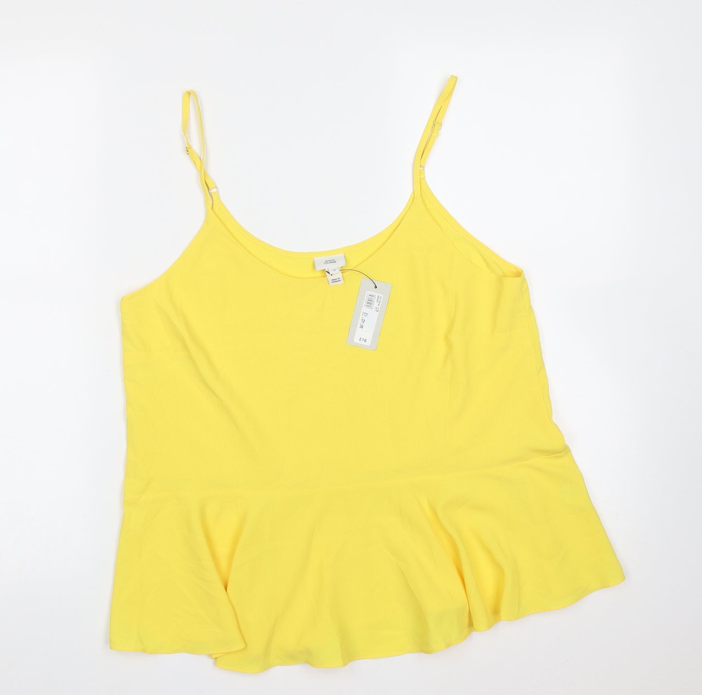River Island Womens Yellow  Polyester Camisole Blouse Size 12 Round Neck