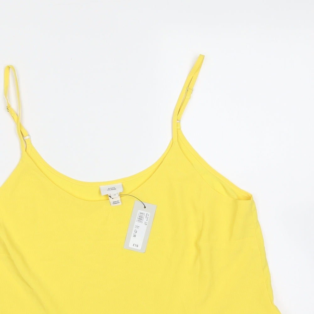 River Island Womens Yellow  Polyester Camisole Blouse Size 12 Round Neck