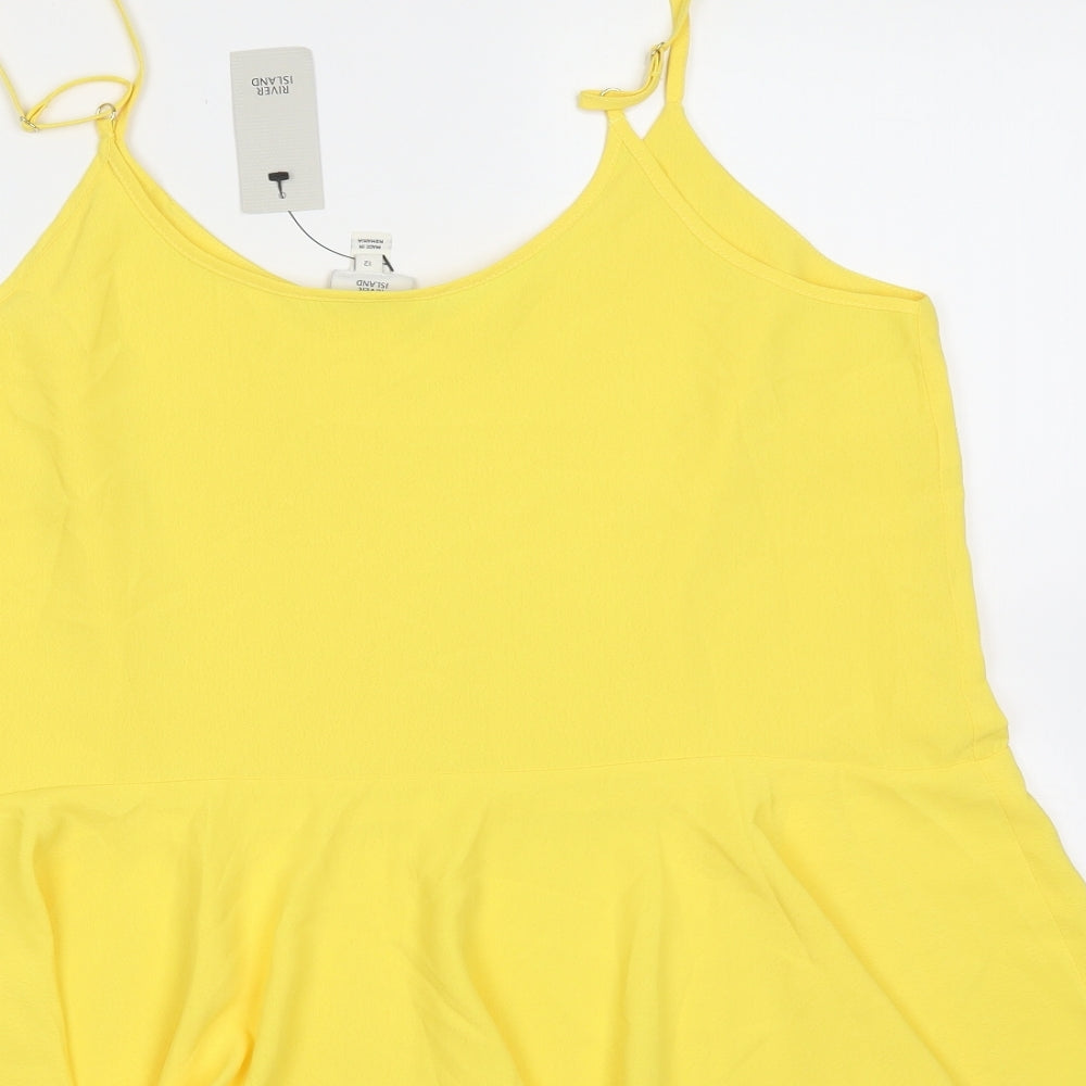 River Island Womens Yellow  Polyester Camisole Blouse Size 12 Round Neck