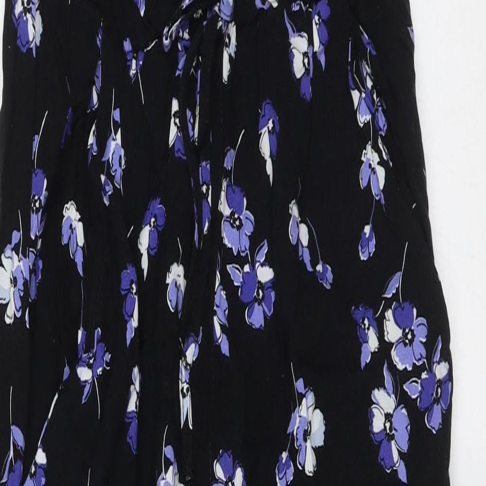 Red Herring Womens Black Floral Viscose Jumpsuit One-Piece Size 8 L28 in