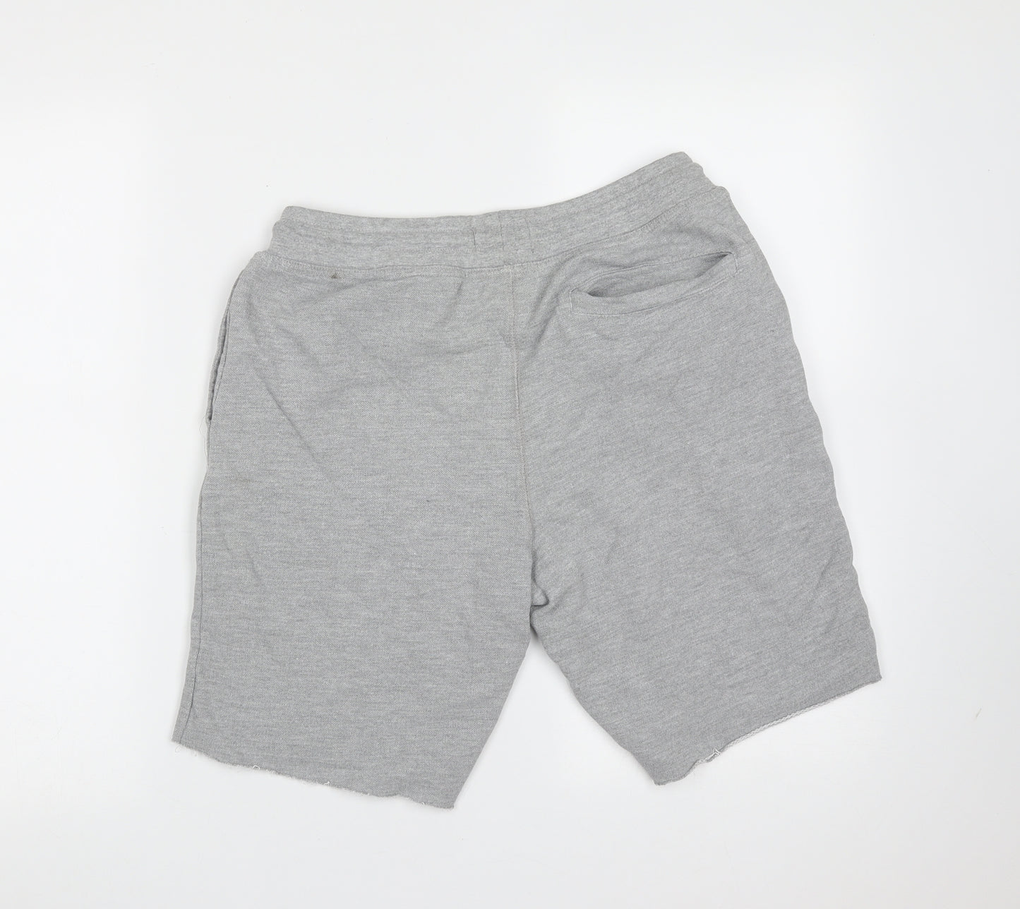New Look Mens Grey  Cotton Sweat Shorts Size S L8 in Regular Drawstring - distressed hem