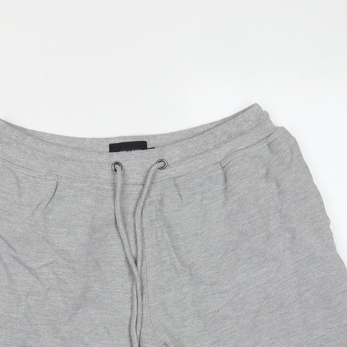 New Look Mens Grey  Cotton Sweat Shorts Size S L8 in Regular Drawstring - distressed hem