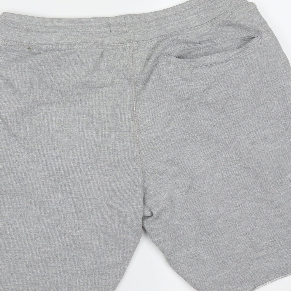 New Look Mens Grey  Cotton Sweat Shorts Size S L8 in Regular Drawstring - distressed hem