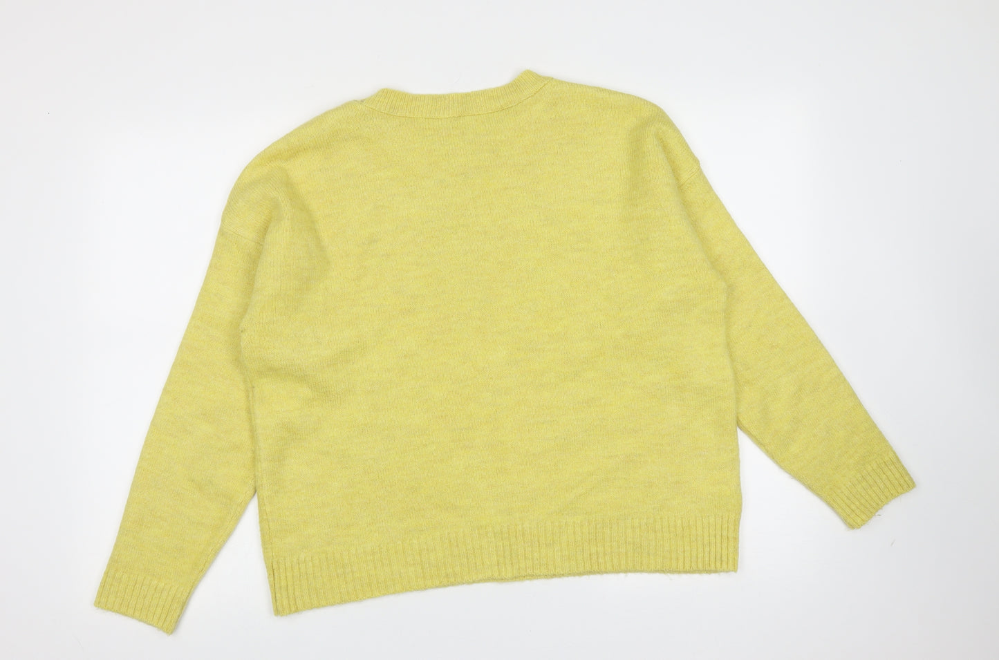 NEXT Womens Yellow Round Neck  Acrylic Pullover Jumper Size M   - heart pattern