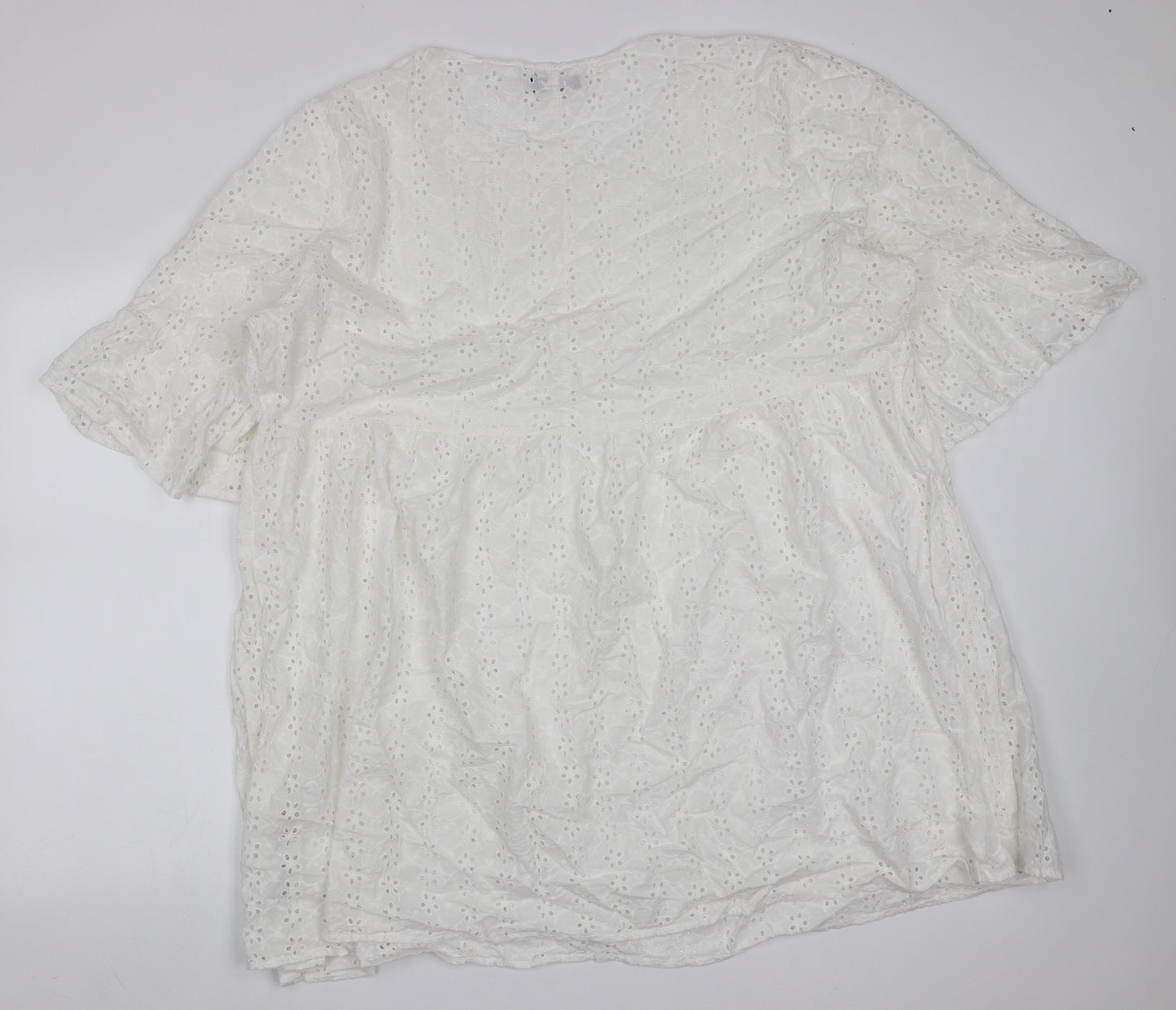 Boohoo Womens White Floral Cotton Fit & Flare  Size 24  Round Neck