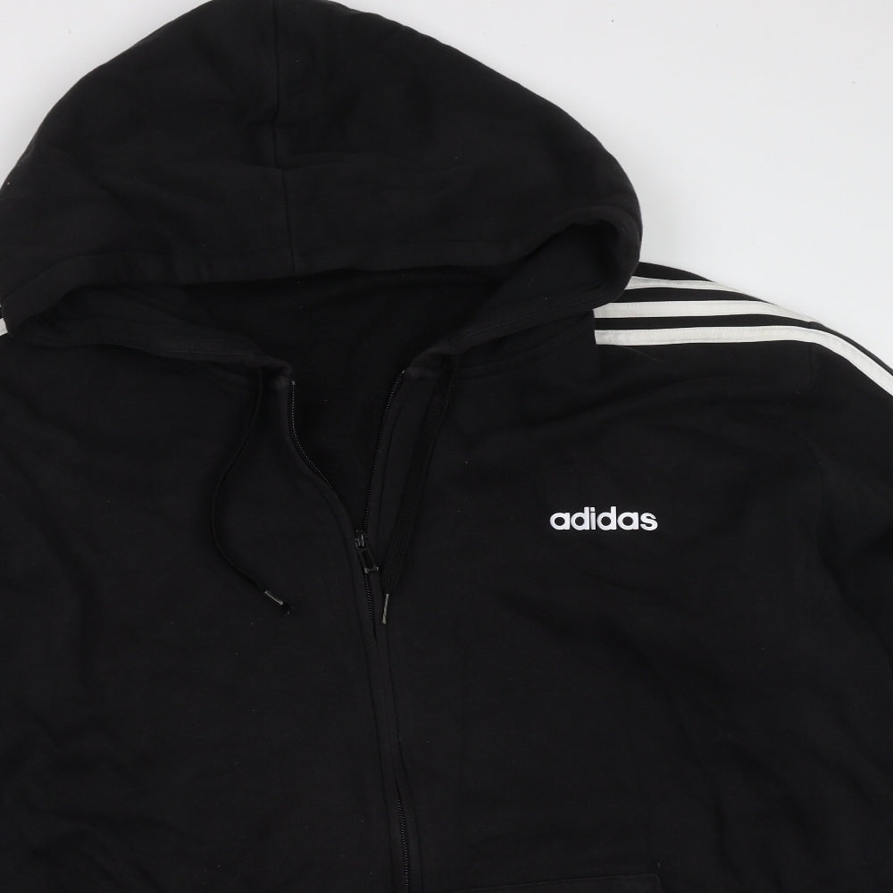 adidas Mens Black  Polyester Full Zip Hoodie Size 4XL