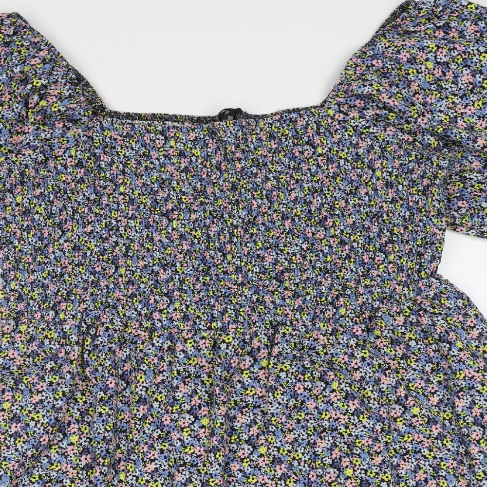 F&F Womens Blue Floral Polyester Fit & Flare  Size 22  Square Neck