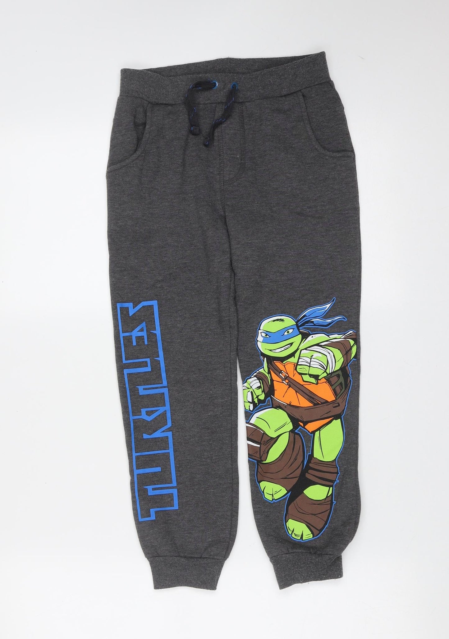 George Boys Grey  Polyester Jogger Trousers Size 6-7 Years  Regular Drawstring - Ninja Turtles