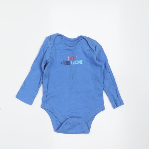 F&F Boys Blue  Cotton Babygrow One-Piece Size 6-9 Months   - born awesome
