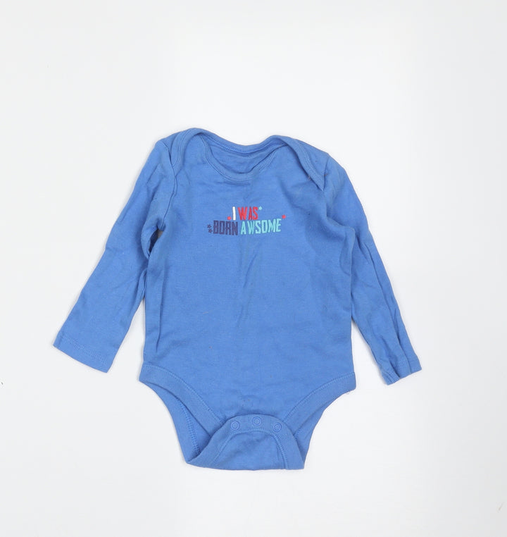 F&F Boys Blue  Cotton Babygrow One-Piece Size 6-9 Months   - born awesome