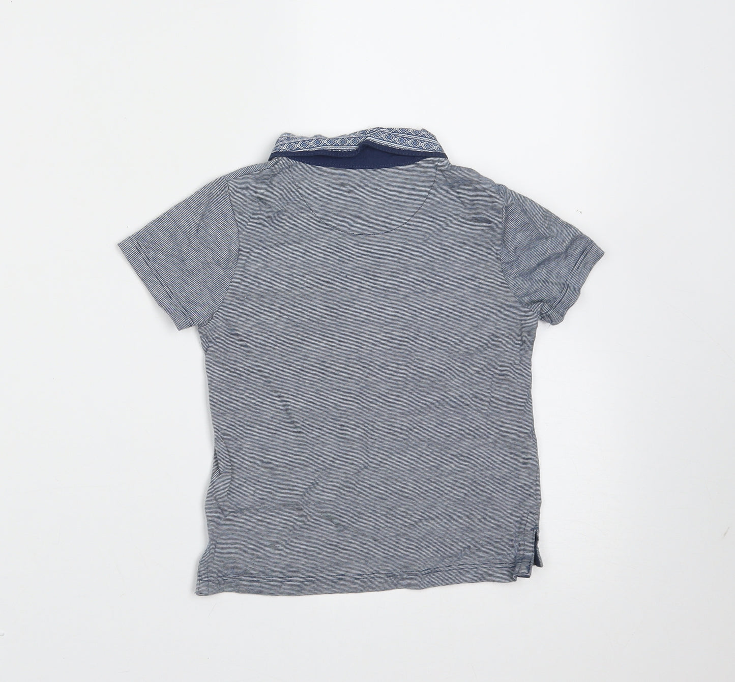 F&F Boys Blue Striped Cotton Basic Polo Size 12-18 Months Collared