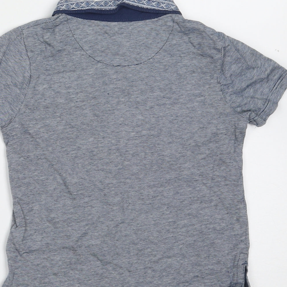 F&F Boys Blue Striped Cotton Basic Polo Size 12-18 Months Collared