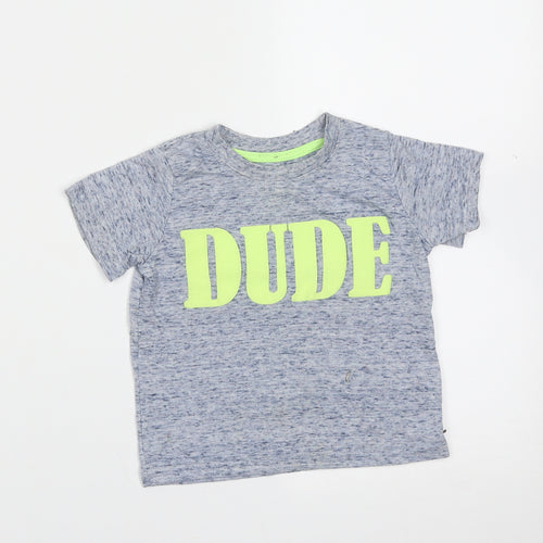 Mini Rebel Boys Blue  Polyester Basic T-Shirt Size 12-18 Months Round Neck  - dude