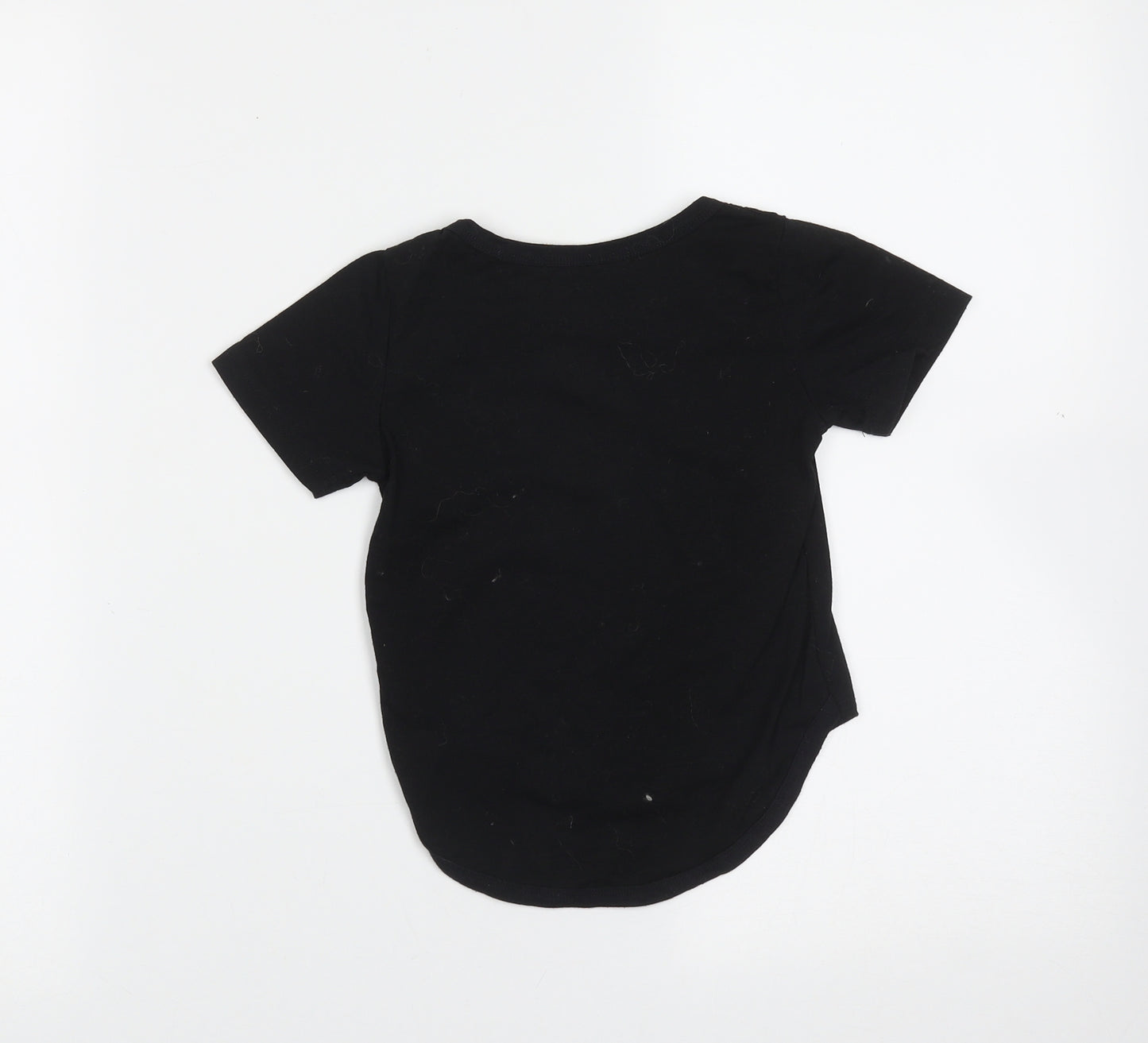 Vogue Fashion Girls Black  Cotton Blend Basic T-Shirt Size 12 Months Round Neck  - Triangle