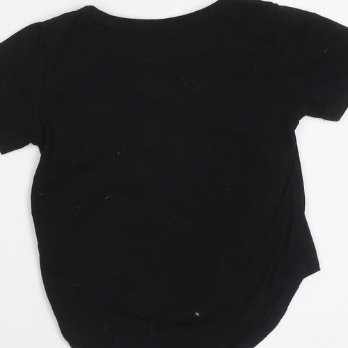 Vogue Fashion Girls Black  Cotton Blend Basic T-Shirt Size 12 Months Round Neck  - Triangle