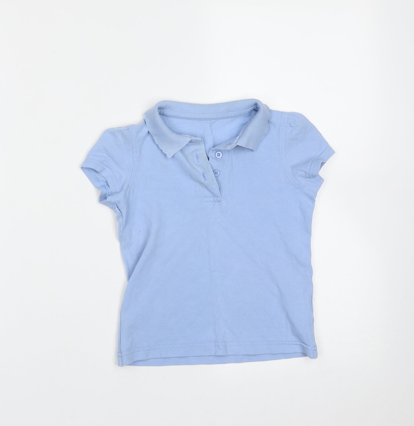 George Girls Blue  Cotton Basic Polo Size 4-5 Years Collared
