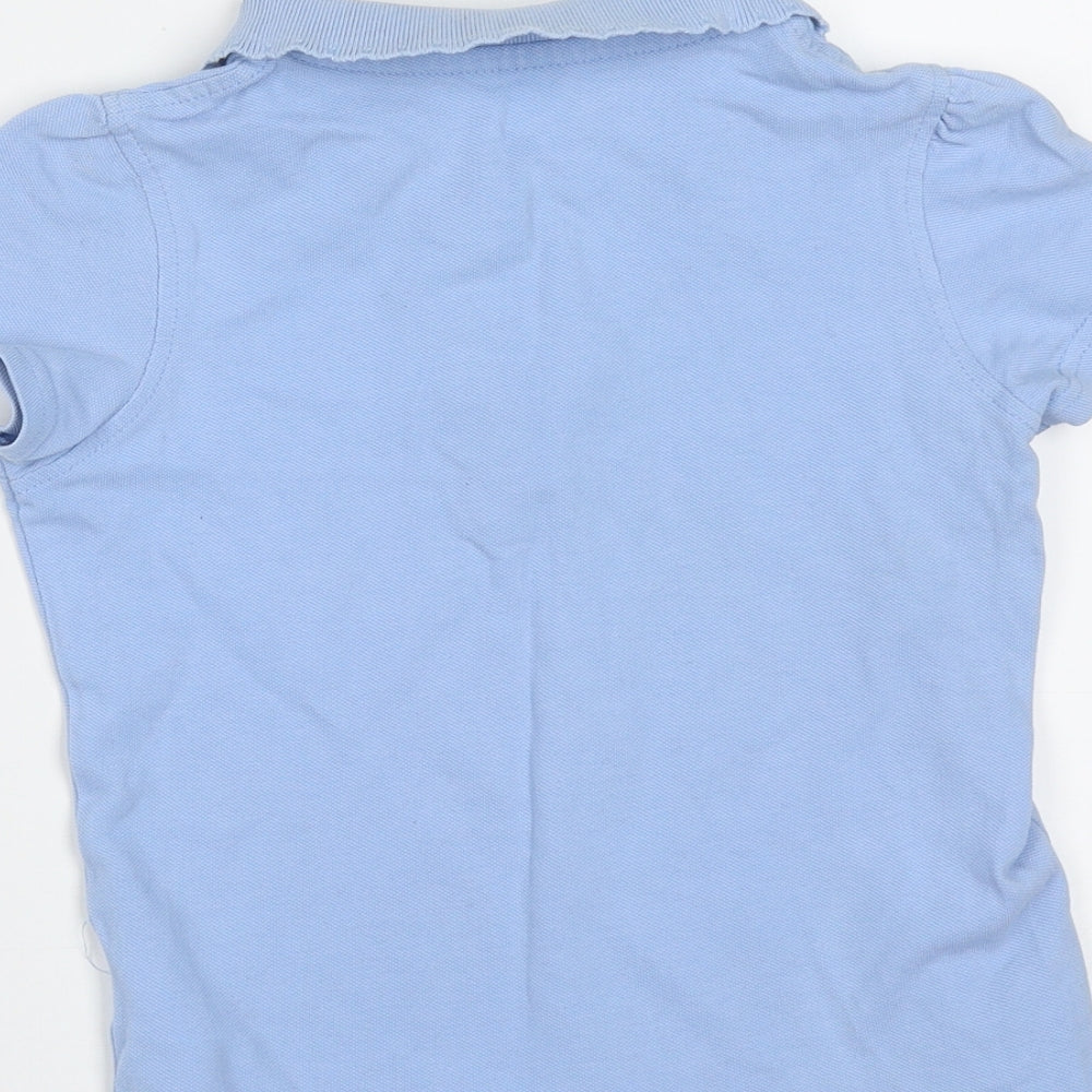 George Girls Blue  Cotton Basic Polo Size 4-5 Years Collared