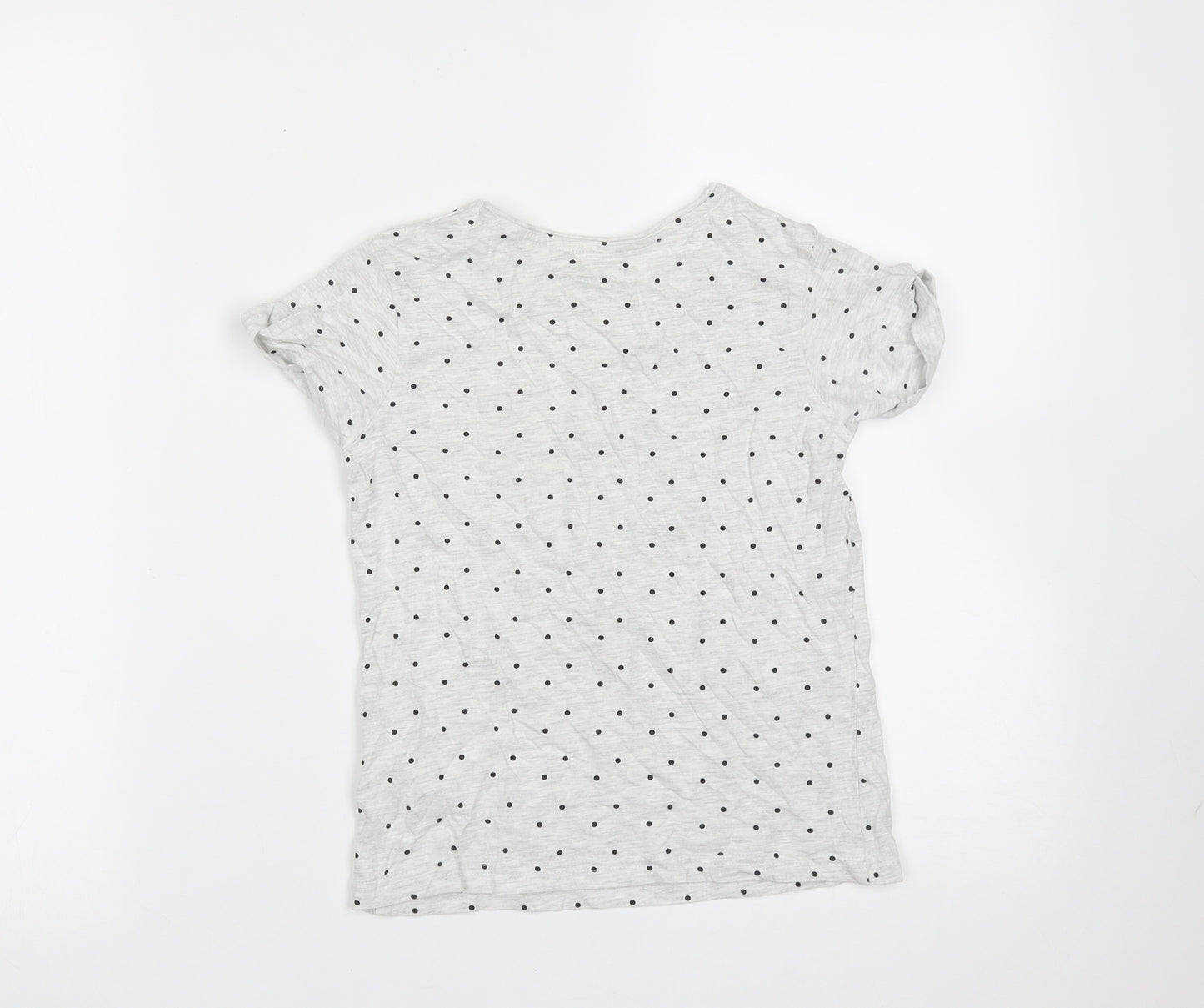 Primark Girls Grey Spotted Cotton Basic T-Shirt Size 8-9 Years Round Neck  - star