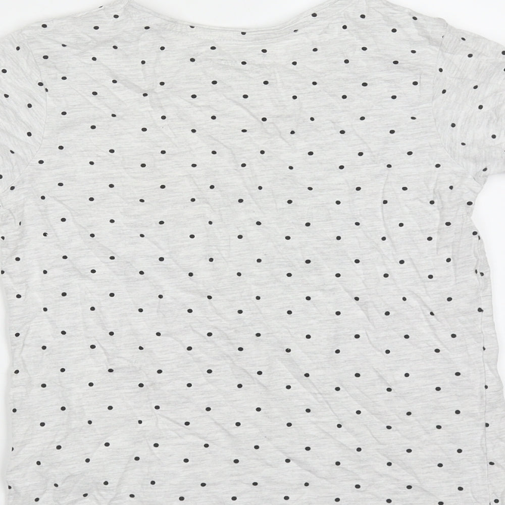 Primark Girls Grey Spotted Cotton Basic T-Shirt Size 8-9 Years Round Neck  - star