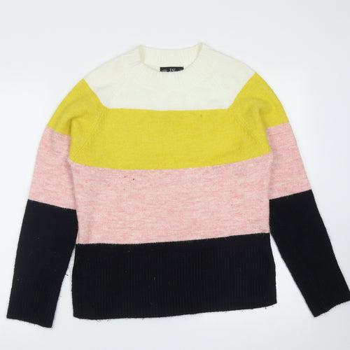F&F Womens Multicoloured Round Neck Striped Acrylic Pullover Jumper Size 8