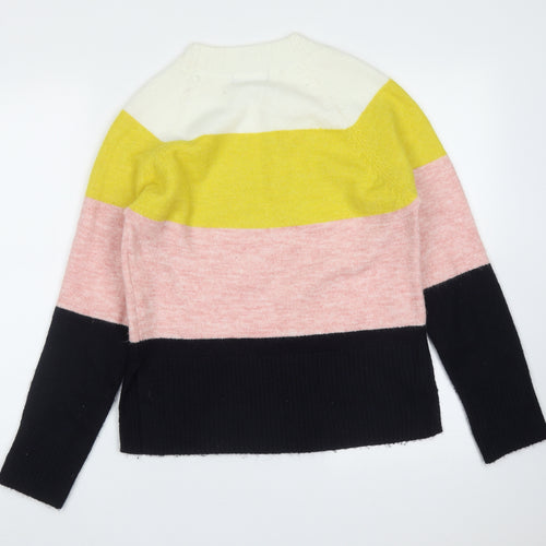 F&F Womens Multicoloured Round Neck Striped Acrylic Pullover Jumper Size 8
