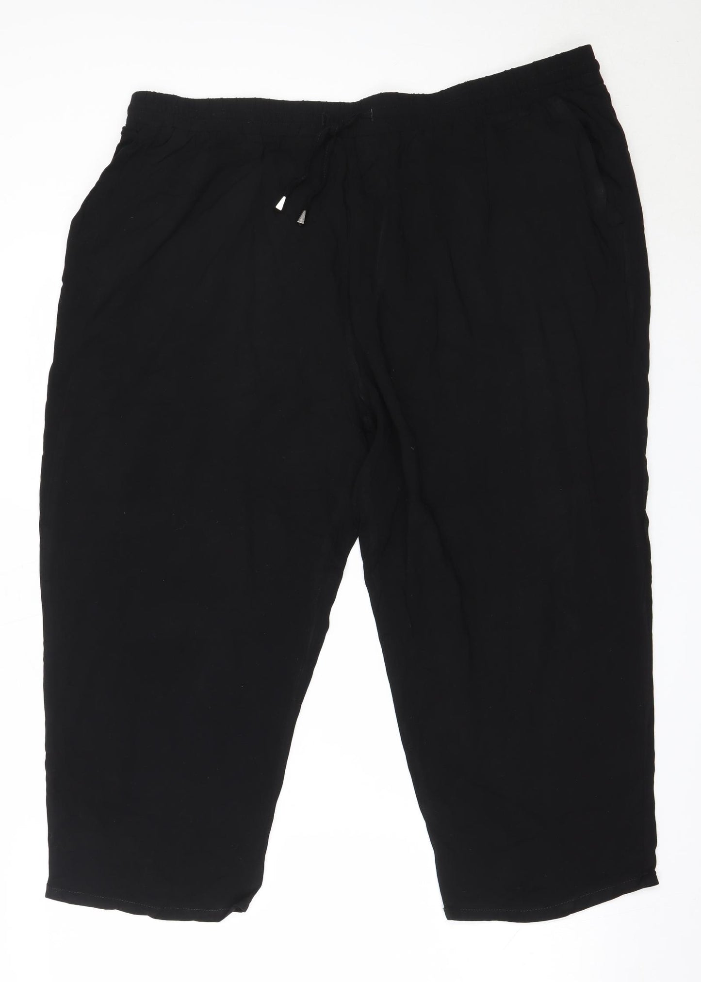 Papaya Womens Black  Viscose Cropped Trousers Size 22 L22 in Regular