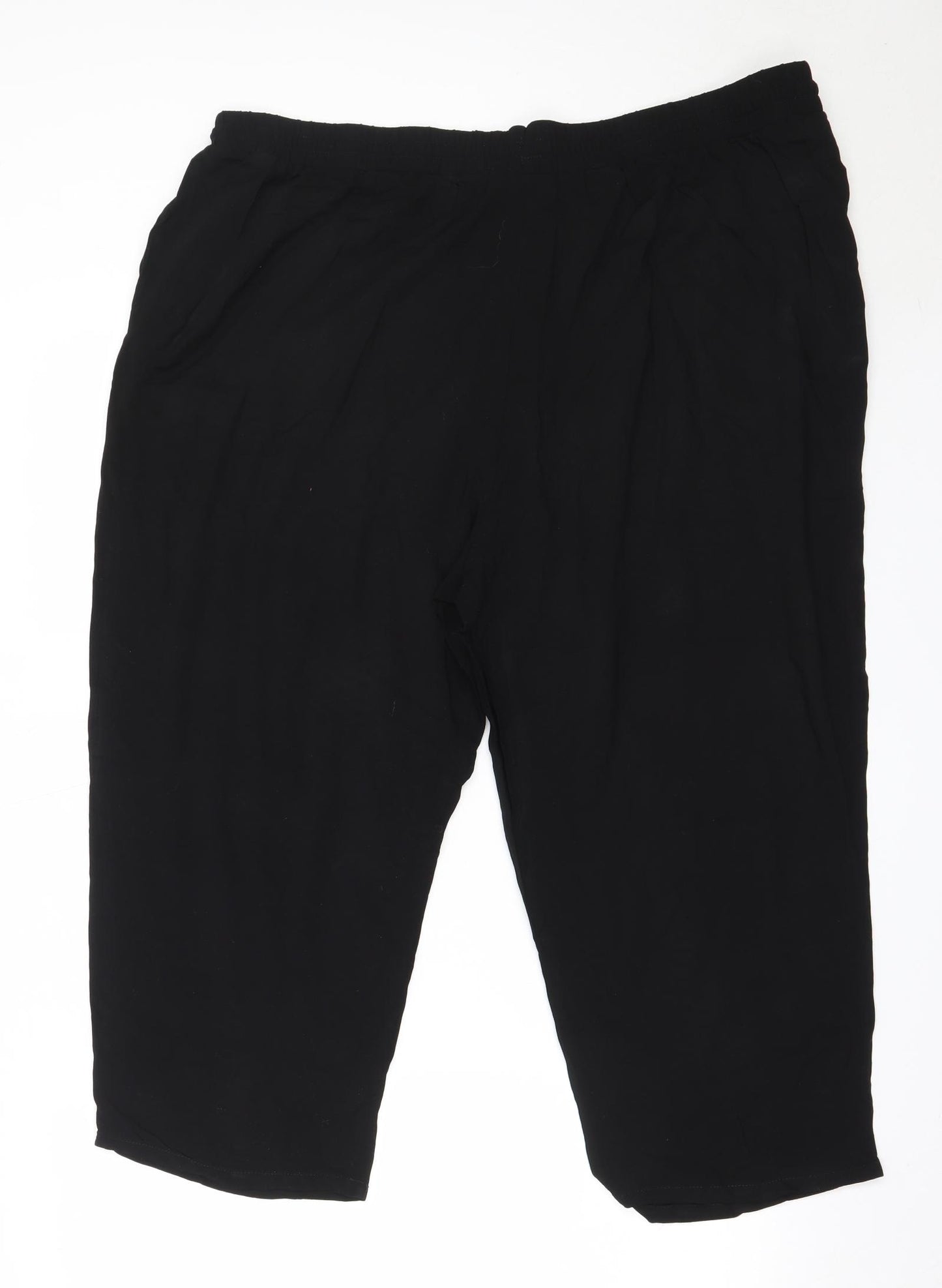 Papaya Womens Black  Viscose Cropped Trousers Size 22 L22 in Regular