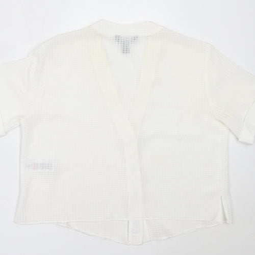 New Look Womens White  Polyester Basic Button-Up Size 12 V-Neck