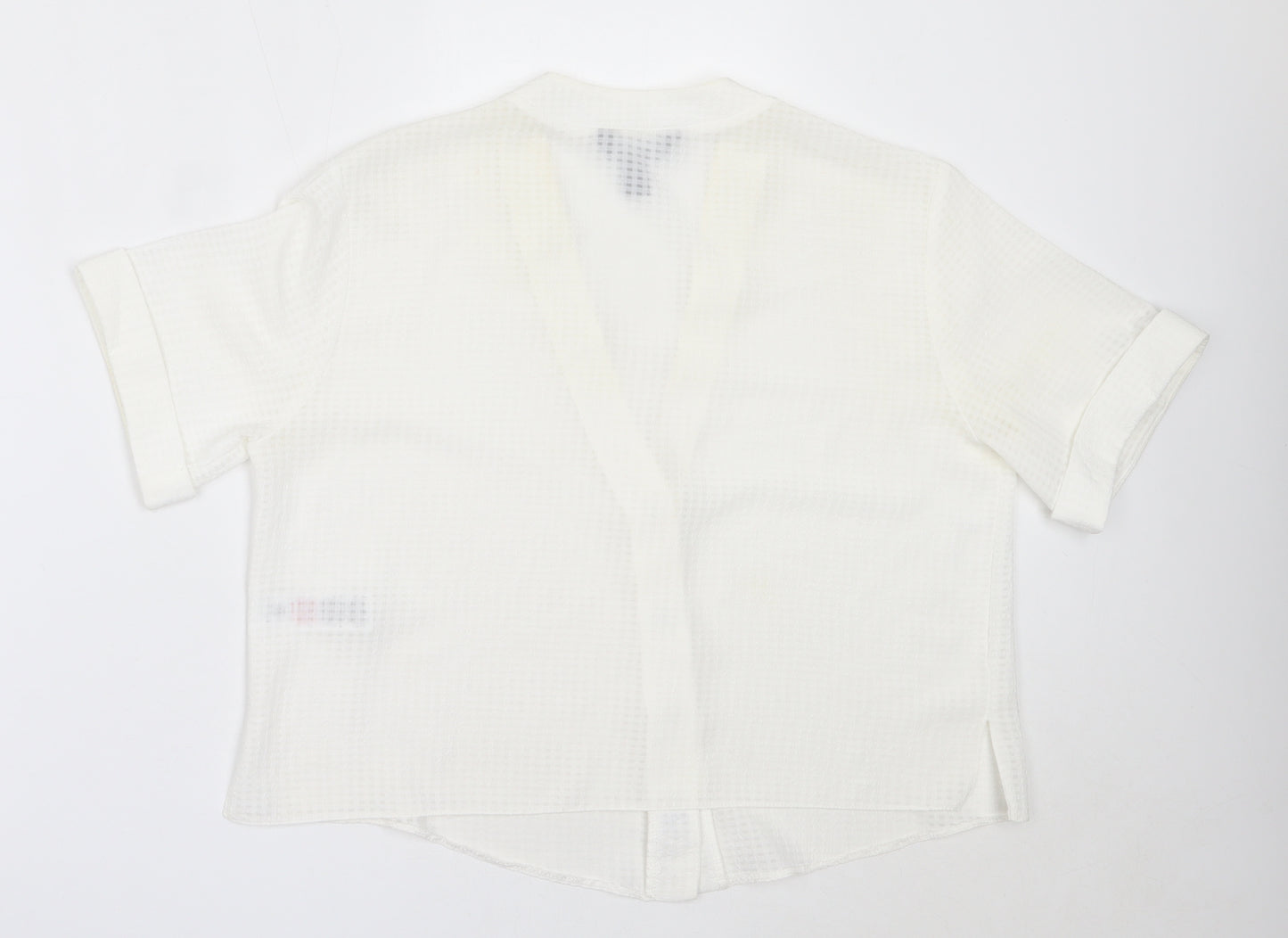 New Look Womens White  Polyester Basic Button-Up Size 12 V-Neck