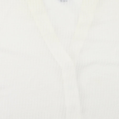 New Look Womens White  Polyester Basic Button-Up Size 12 V-Neck