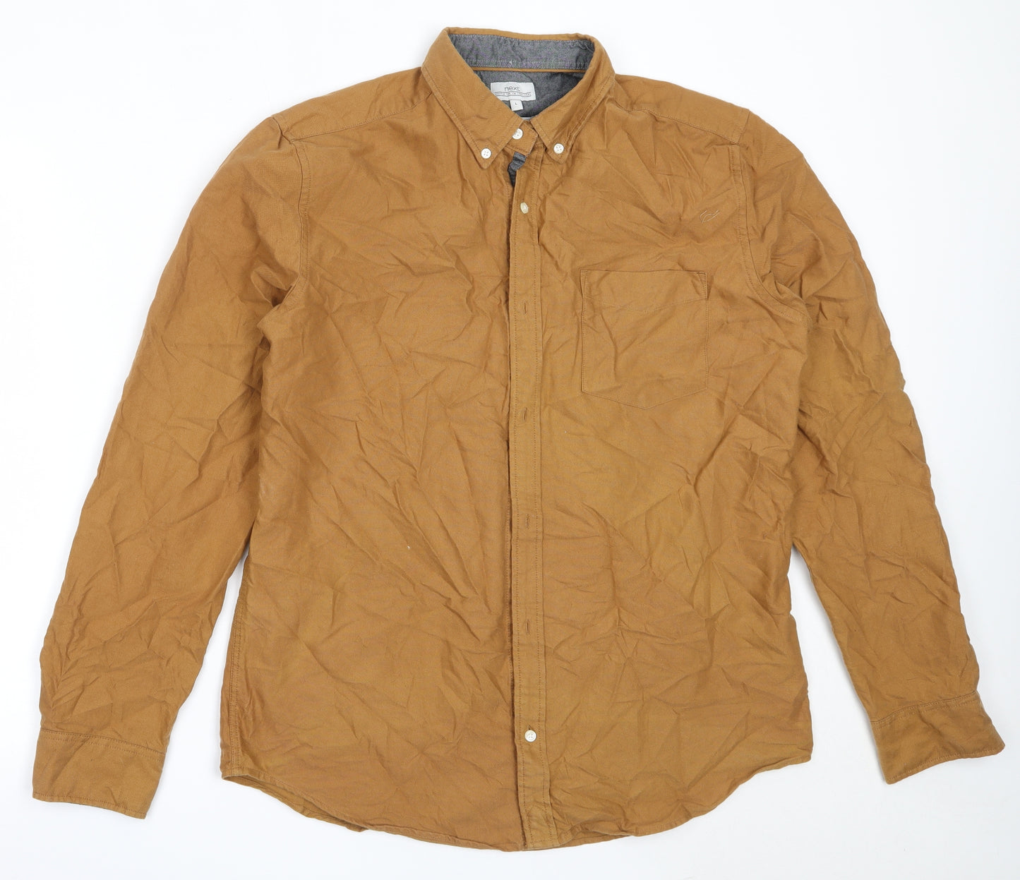 NEXT Mens Beige  Cotton  Button-Up Size L Collared