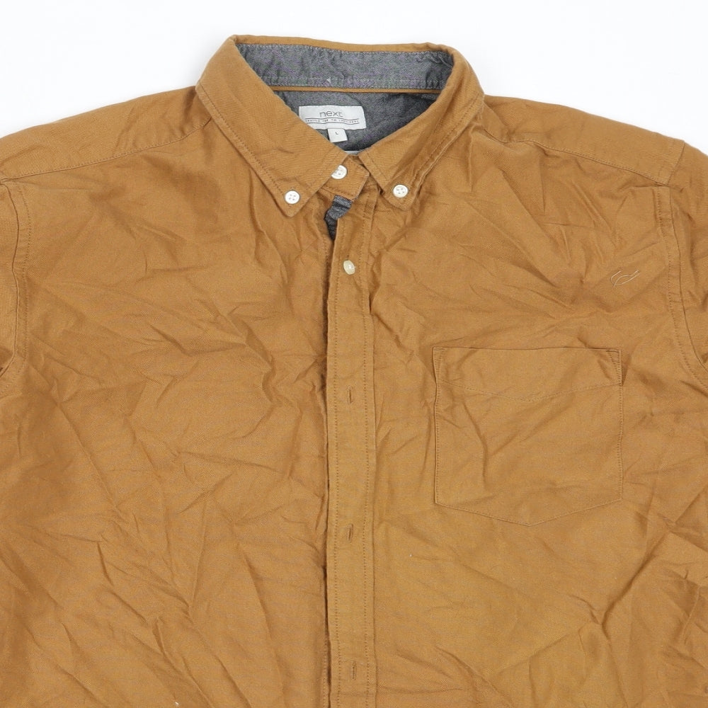 NEXT Mens Beige  Cotton  Button-Up Size L Collared