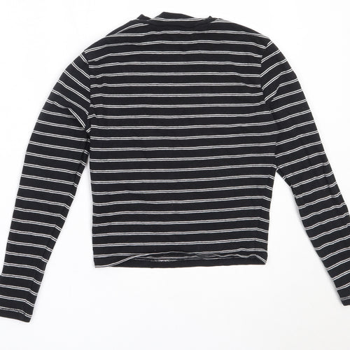 New Look Girls Black Striped Cotton Basic T-Shirt Size 12-13 Years Round Neck