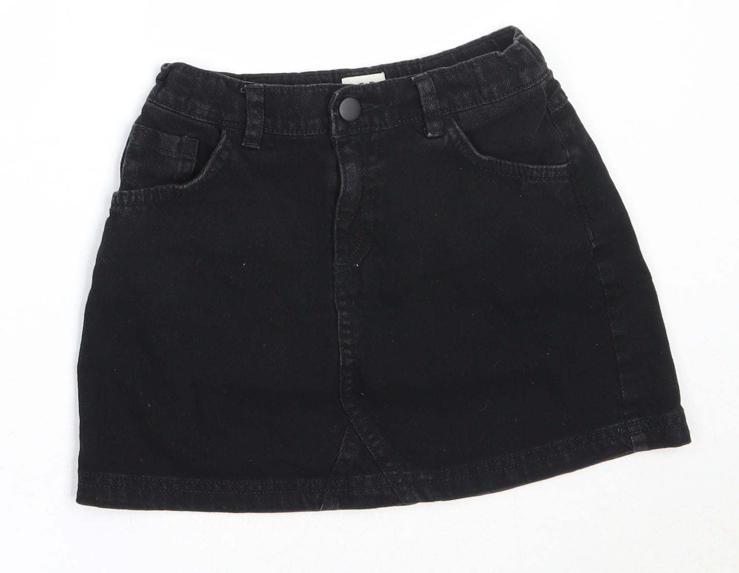 F&F Girls Black  Cotton Mini Skirt Size 7-8 Years  Regular