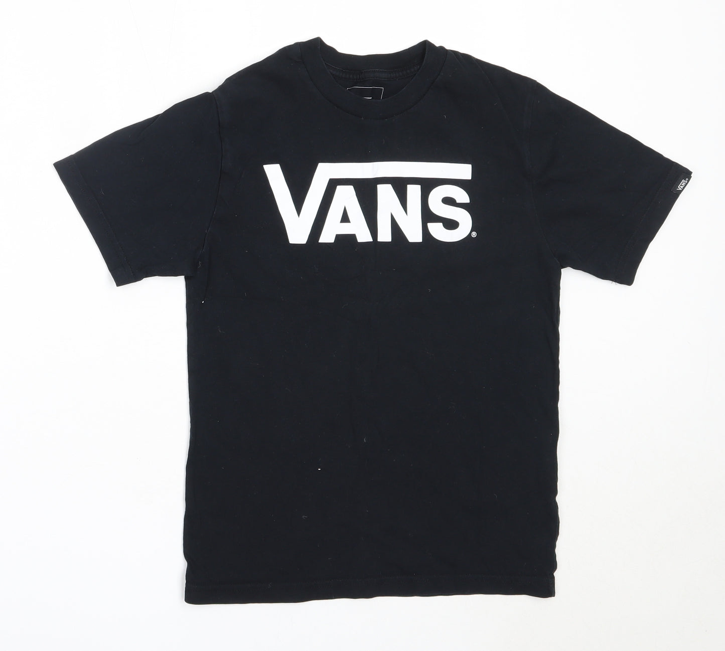 VANS Boys Black  Cotton Basic T-Shirt Size 9-10 Years Round Neck