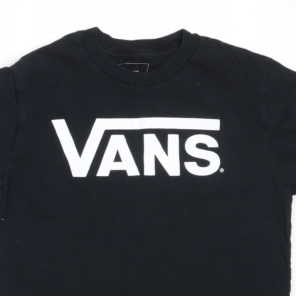 VANS Boys Black  Cotton Basic T-Shirt Size 9-10 Years Round Neck