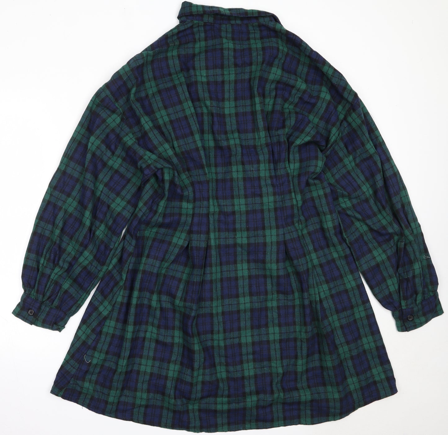 SheIn Womens Green Check Cotton Shirt Dress  Size XL  Collared