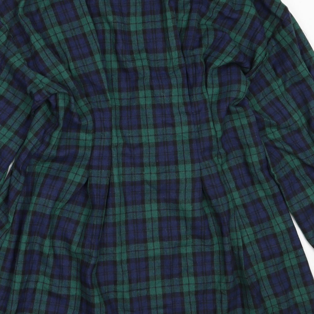 SheIn Womens Green Check Cotton Shirt Dress  Size XL  Collared