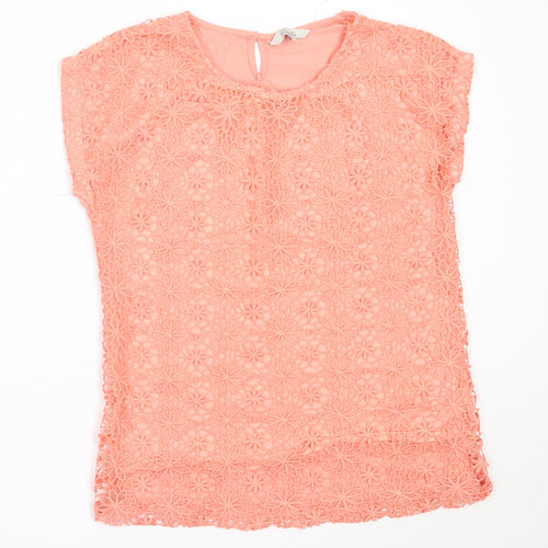Peacocks Womens Pink  Polyester Basic T-Shirt Size 12 Round Neck