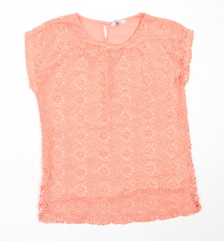 Peacocks Womens Pink  Polyester Basic T-Shirt Size 12 Round Neck